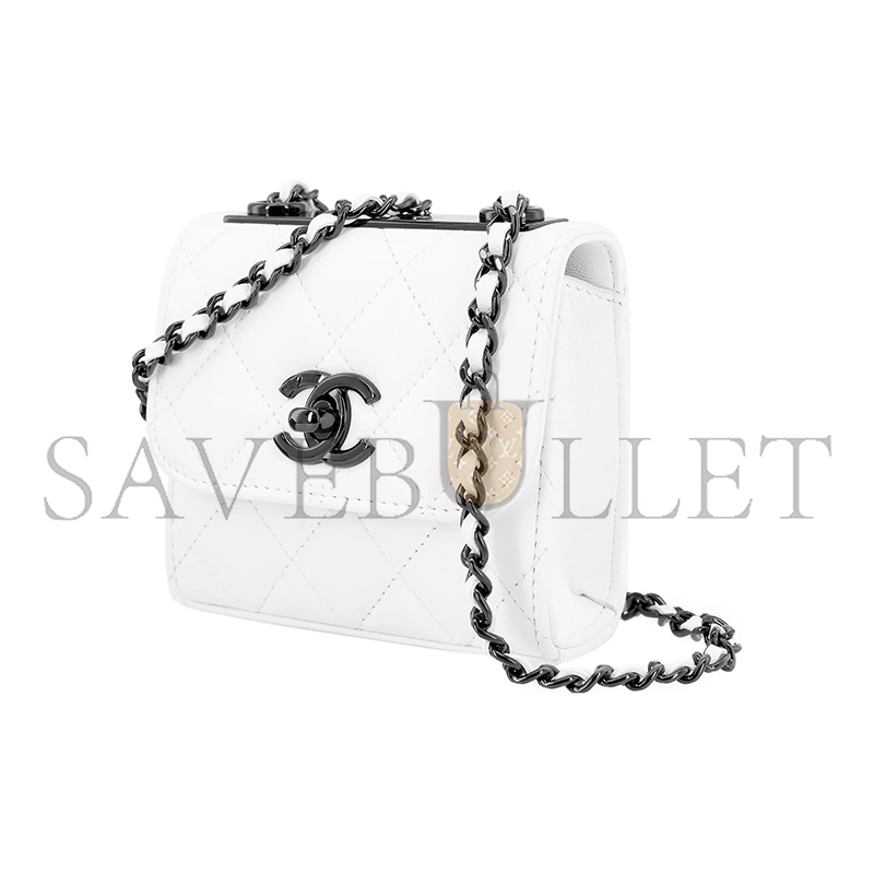 CHANEL TRENDY CC 22B MINI CROSSBODY BAG WITH QUILTED CHAIN LAMBSKIN LEATHER AND BLACK HARDWARE A81633 (11*11*5.5cm)